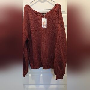 Prettygarden Chunky Burgundy Knit Sweater